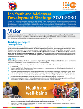 Lao Youth and Adolescent Development Strategy 2021-2030 (Brief)