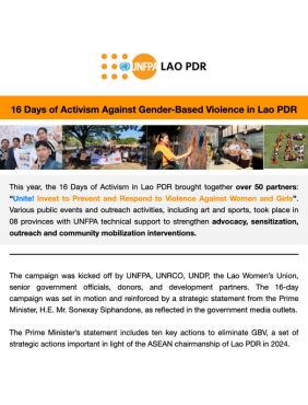 16 Days of Activism Against Gender-Based Violence in Lao PDR