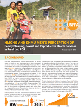 HMONG AND KHMU MEN’S PERCEPTION OF Family Planning, Sexual and Reproductive Health Services in Rural Lao PDR