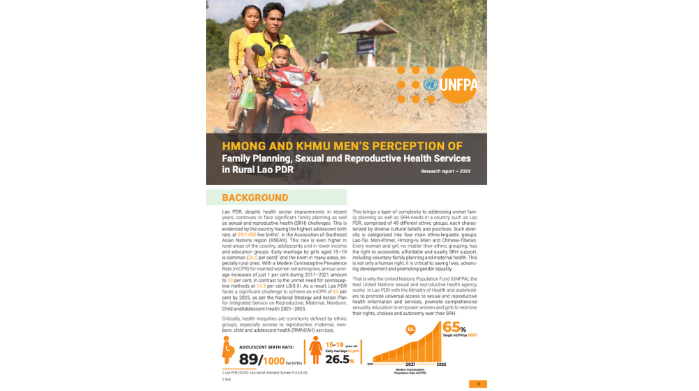 HMONG AND KHMU MEN’S PERCEPTION OF Family Planning, Sexual and Reproductive Health Services in Rural Lao PDR