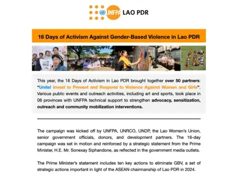 16 Days of Activism Against Gender-Based Violence in Lao PDR