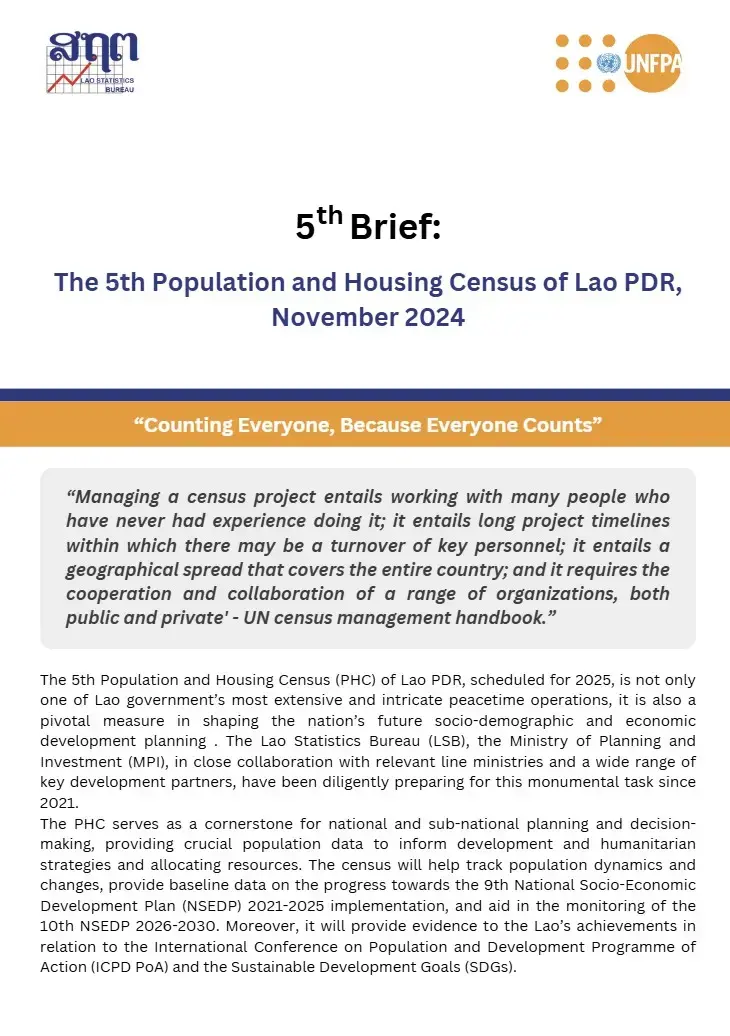 5th Brief: The 5th Population and Housing Census of Lao PDR, November 2024