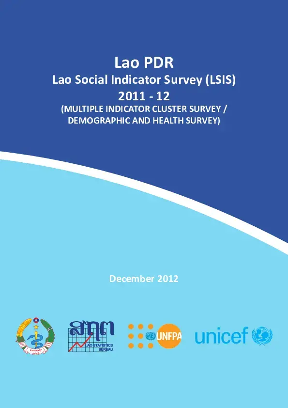 Lao Social Indicator Survey (LSIS) 2011 - 12